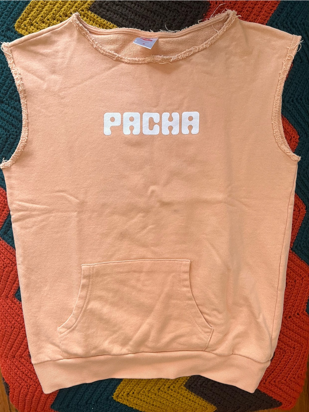 Pacha NYC IBIZA Sleeveless muscle pump cover Top with Front Pocket size small